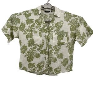 Mlle Gabrielle Unique Spectrum Tropical Leaf‎ Print Button Up Shirt Size S
